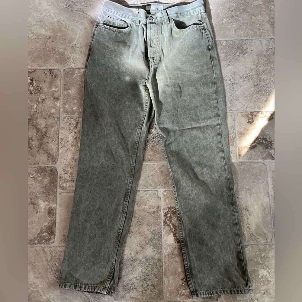 Topshop, army green jeans.